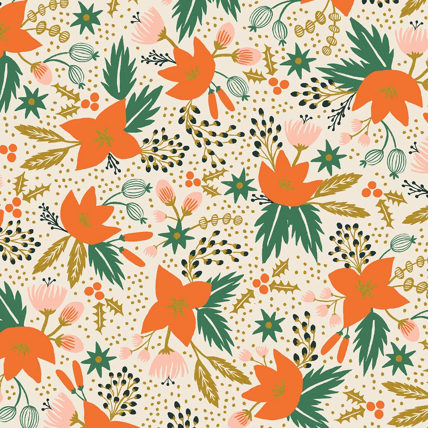 Holiday Classics, Poinsettia in Cream Metallic