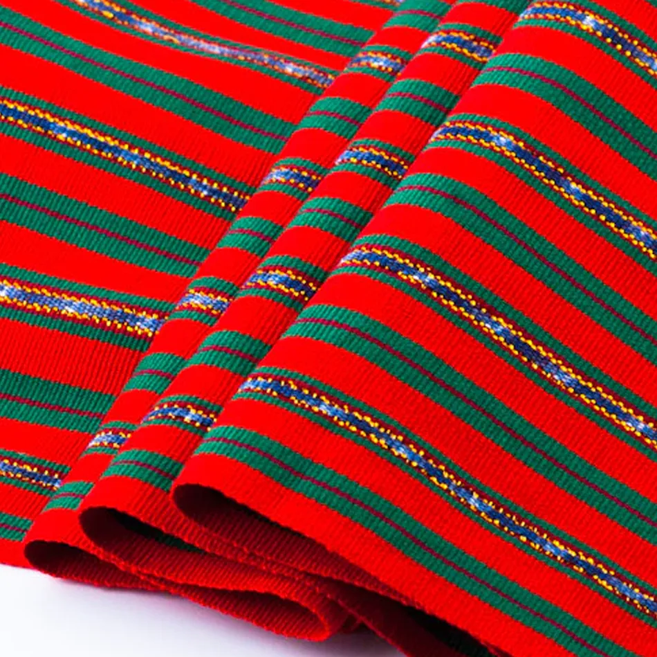 Holiday Ikat Table Runner with Gold Threads