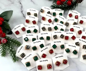 🎄Holiday Plaid Round Cut Stud Earrings