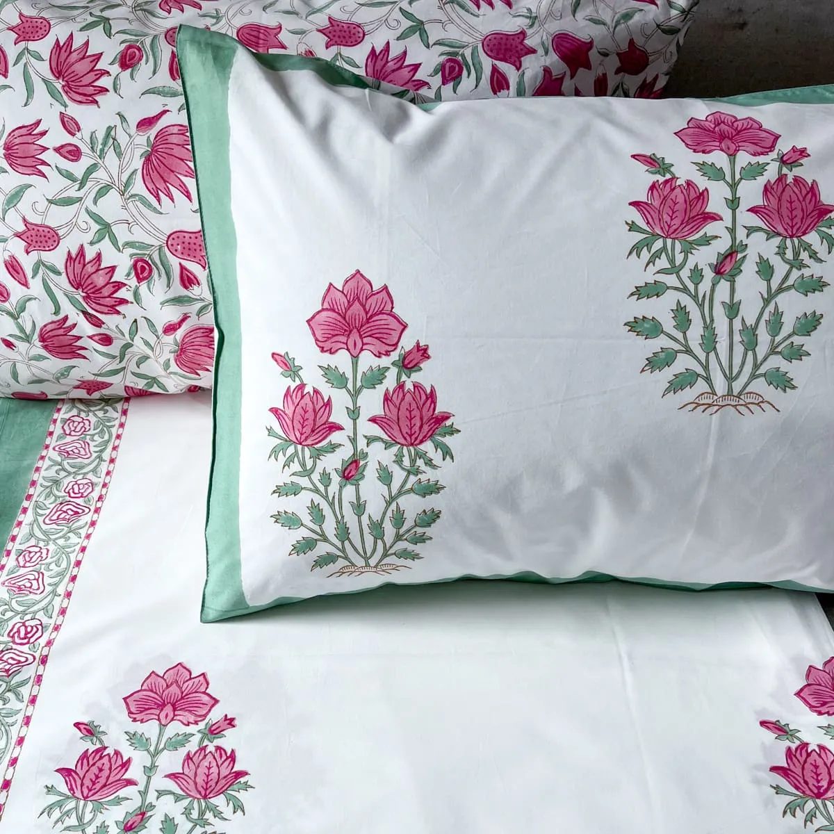 Home Artisan Maira Floral Pattern Hand Block Print Bed Sheet