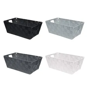 Home Basics Small Polyester Woven Strap Open Bin
