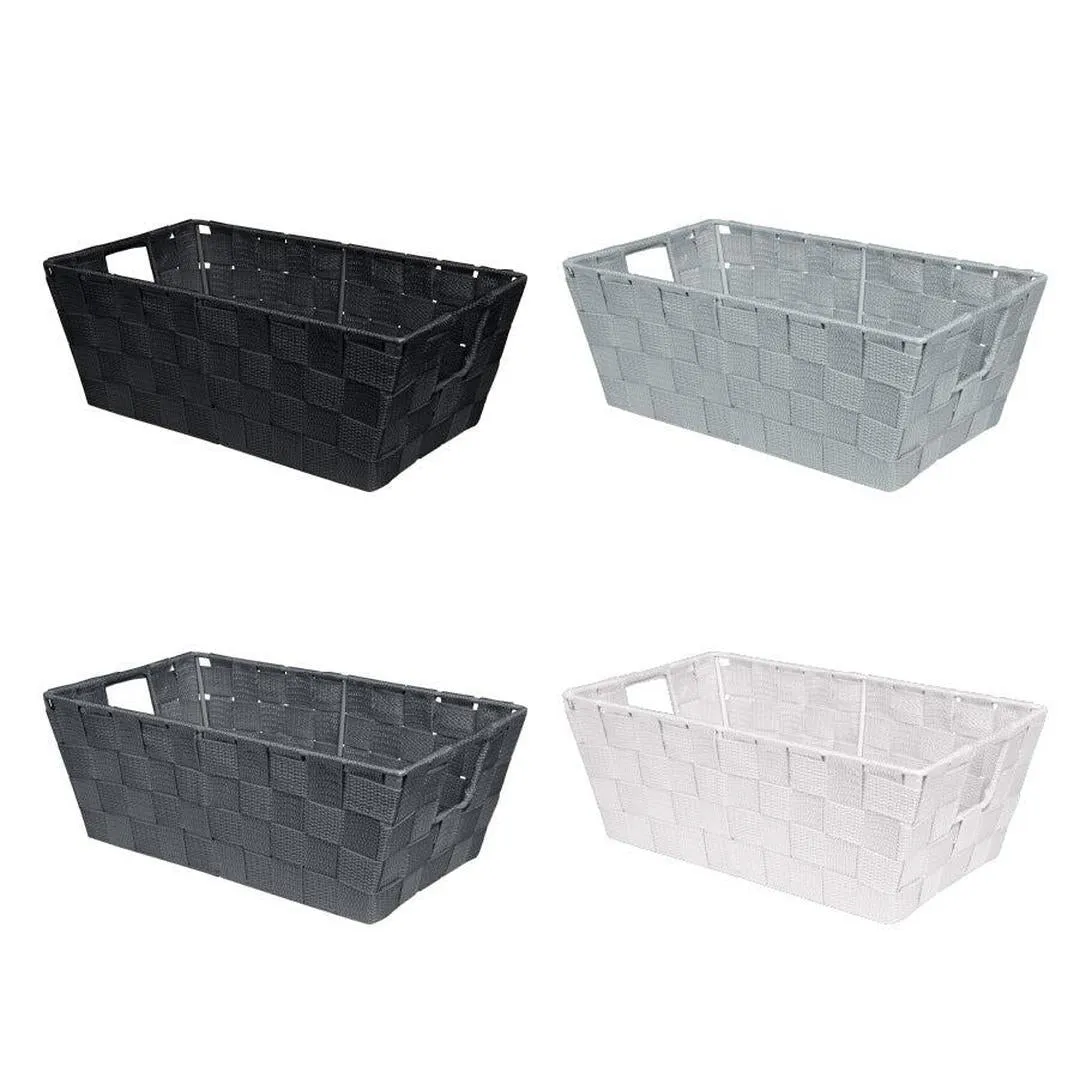 Home Basics Small Polyester Woven Strap Open Bin