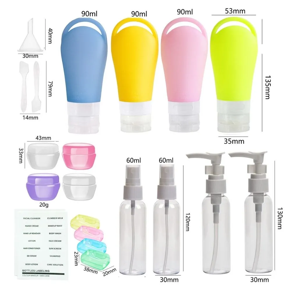 Homlly 21pcs Squeezable Leak Proof Silicone Travel Containers (FREE label Stickers)