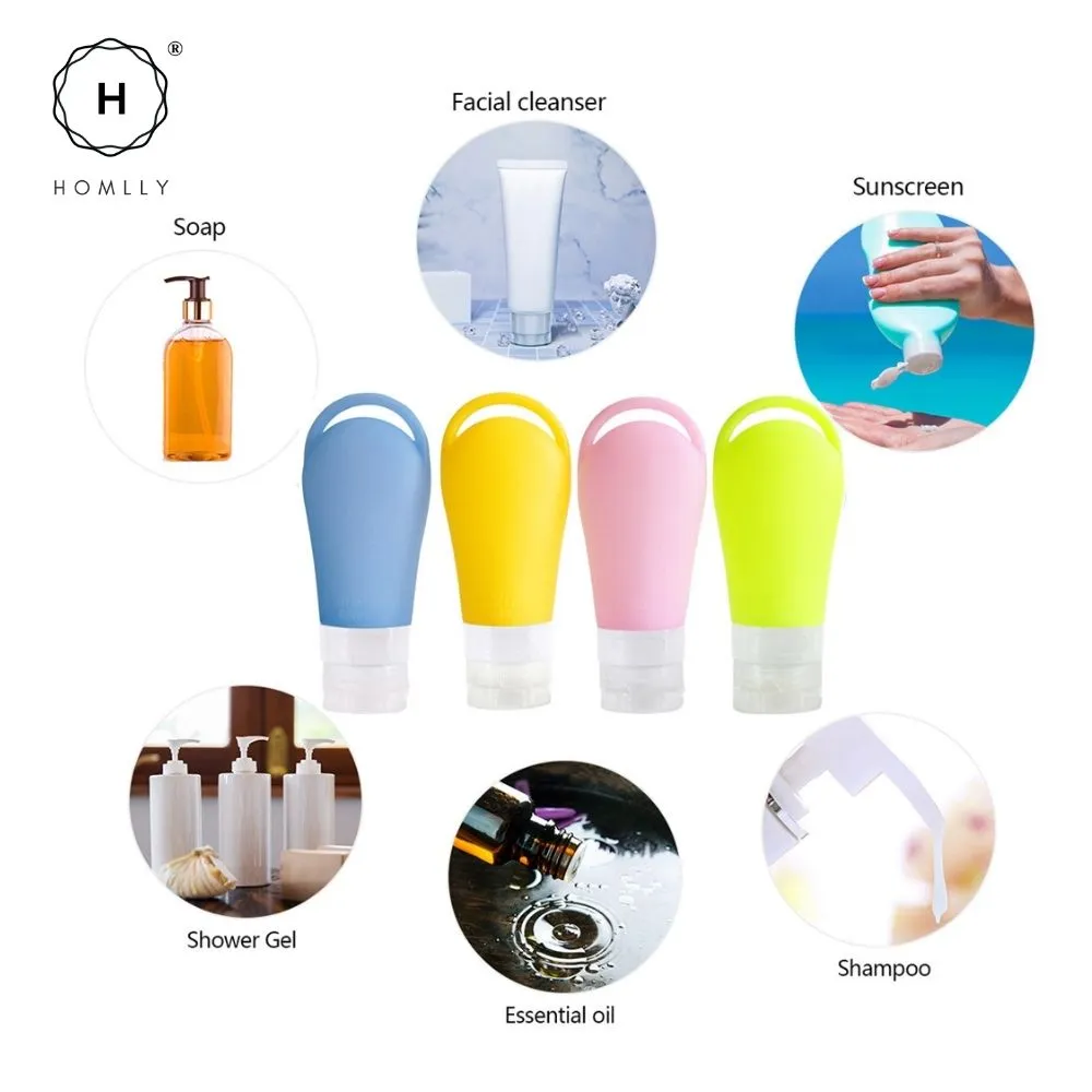 Homlly 21pcs Squeezable Leak Proof Silicone Travel Containers (FREE label Stickers)