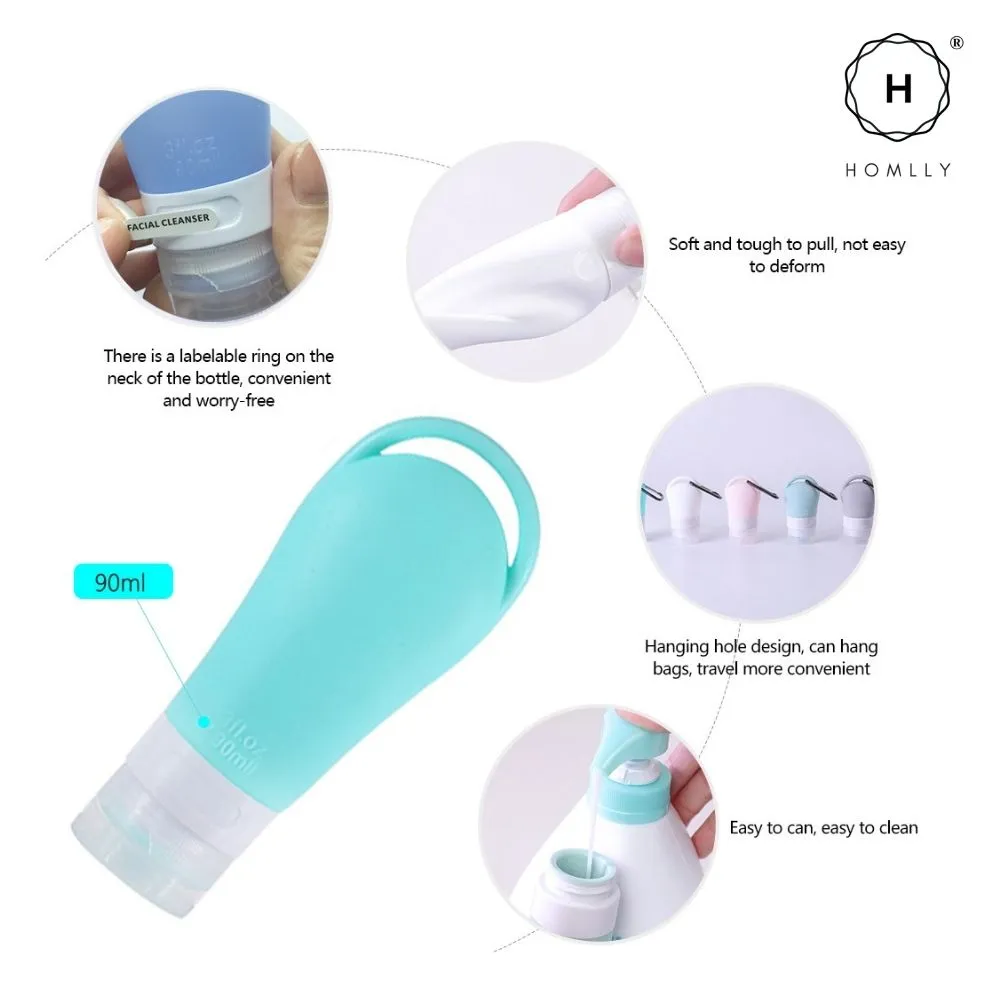 Homlly 21pcs Squeezable Leak Proof Silicone Travel Containers (FREE label Stickers)