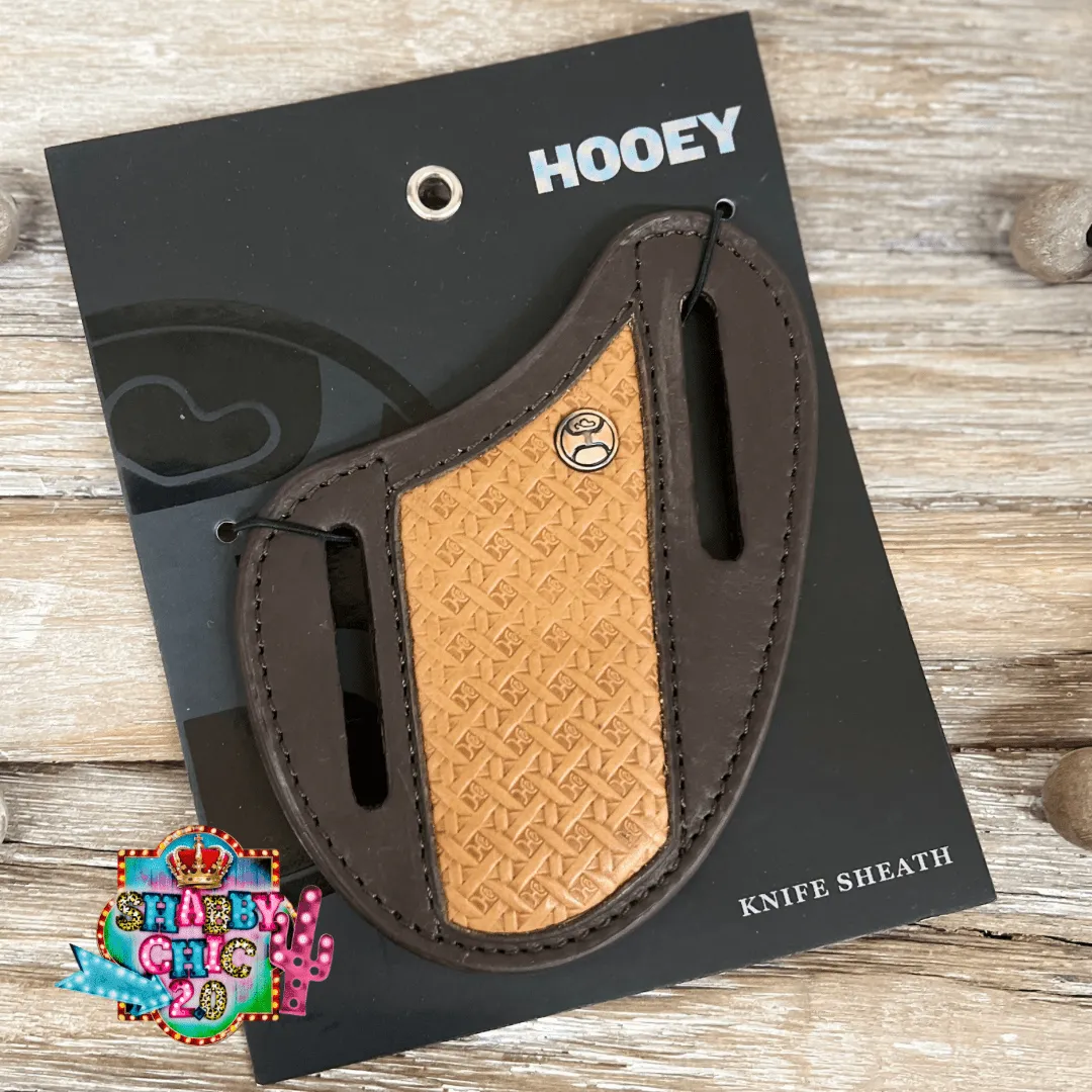 HOOEY  "HANDS UP BASKET WEAVE" ORIGINAL HOOEY PANCAKE KNIFE SHEATH TAN/BROWN