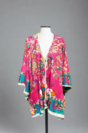 Hot Pink Printed Kimono Jacket