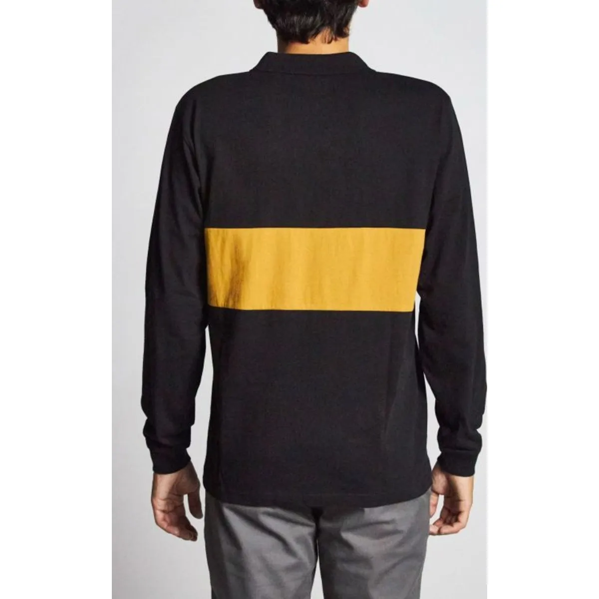 HUNT 1/4 ZIP L/S POLO KNIT - BLACK