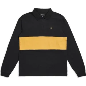 HUNT 1/4 ZIP L/S POLO KNIT - BLACK