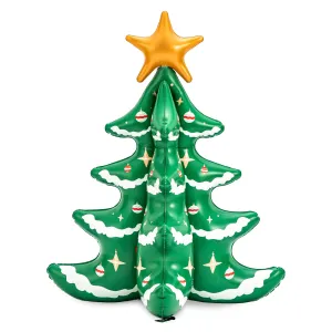 Inflatable Christmas Tree Indoor Outdoor Holiday Decor w/ Prints & gold Star 3'