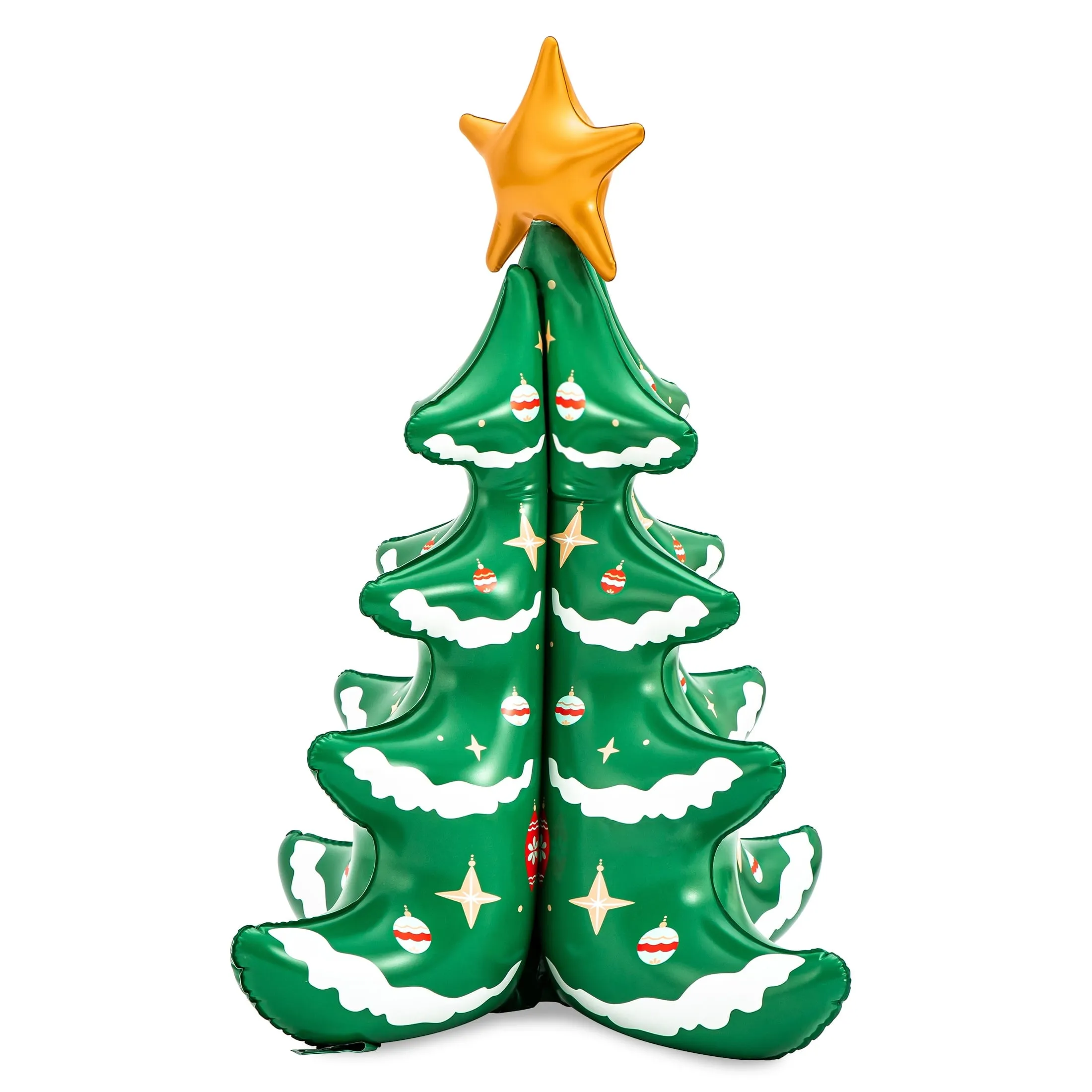 Inflatable Christmas Tree Indoor Outdoor Holiday Decor w/ Prints & gold Star 3'