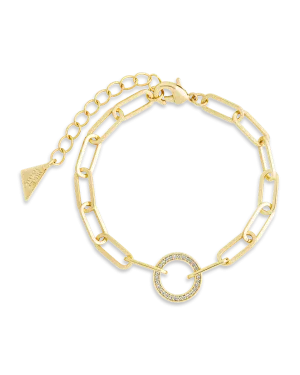 Jacie CZ Circle Paperclip Bracelet