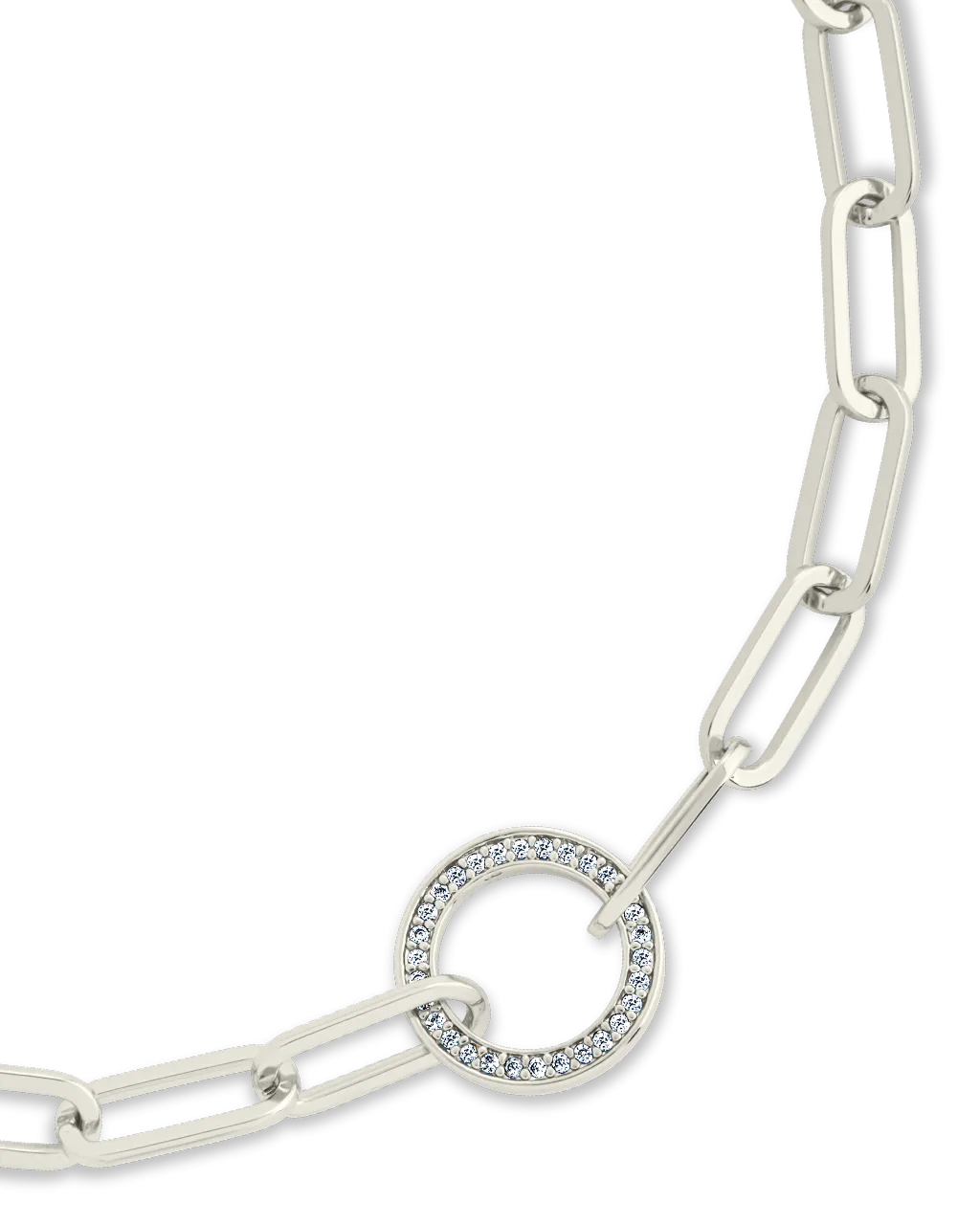 Jacie CZ Circle Paperclip Bracelet