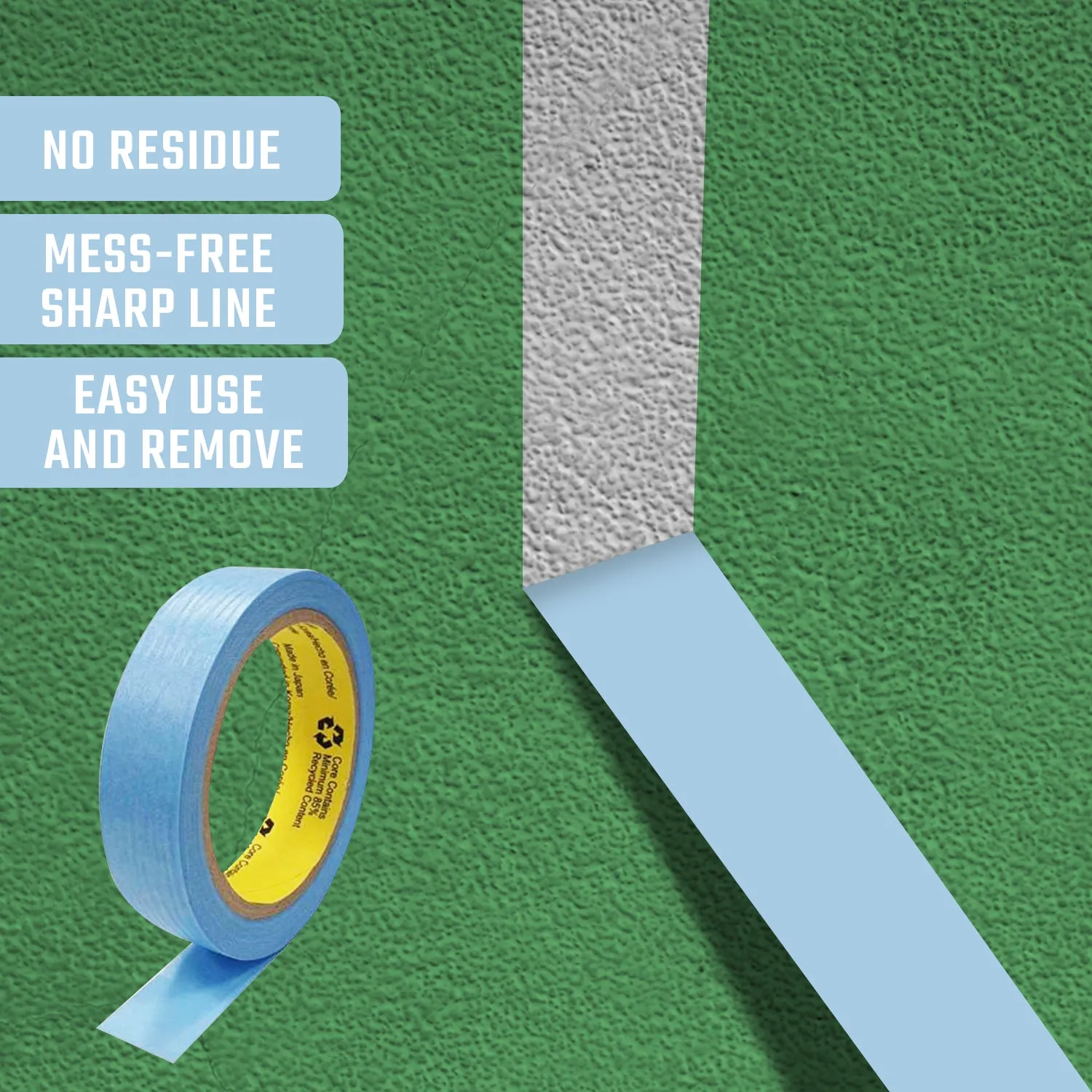 JMIBASIC Masking Tape Washi Paper  - 2 Inch (48mm) x 44 Yard, Multi Pack, Blue Painters Tape for Delicate Surface