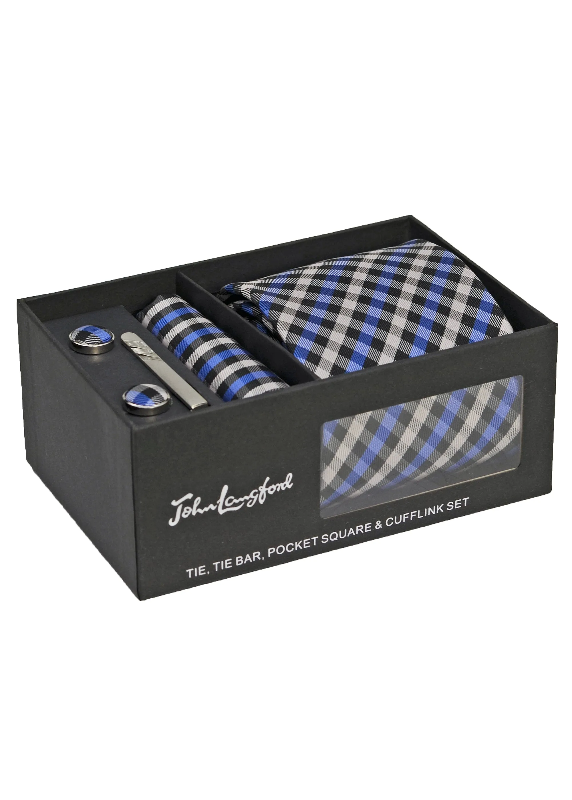 John Langford Tie, Pocket Square, Tie Bar and Cufflink Set