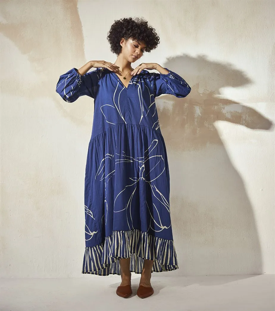 Khara Kapas  I  Atlanta Blue Berry Maxi Dress