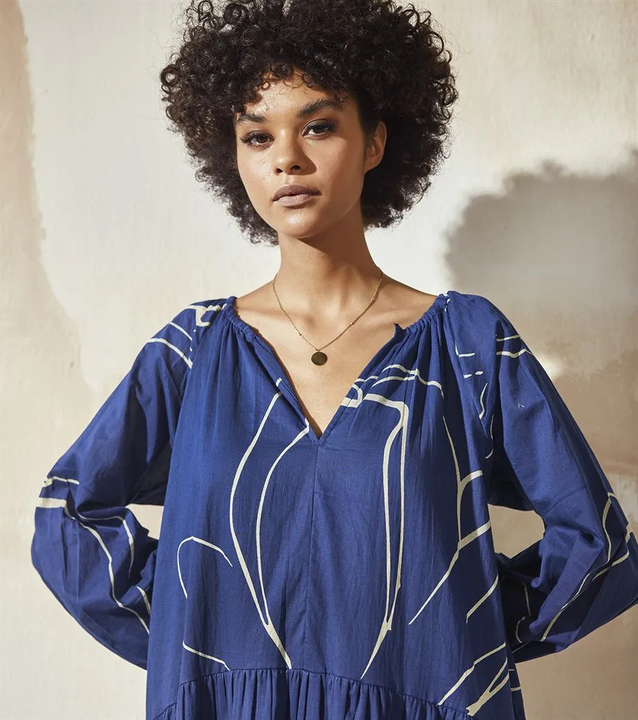 Khara Kapas  I  Atlanta Blue Berry Maxi Dress