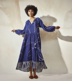 Khara Kapas  I  Atlanta Blue Berry Maxi Dress