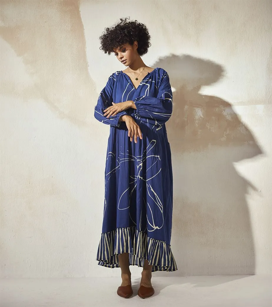 Khara Kapas  I  Atlanta Blue Berry Maxi Dress