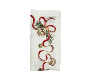 Kim Seybert Napkin Christmas Tidings WH, RD, GN