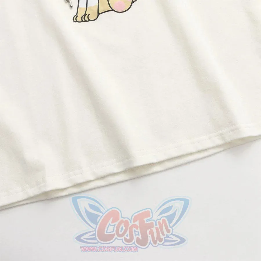 Kitty Ears Print Color Block Hoodie J20095