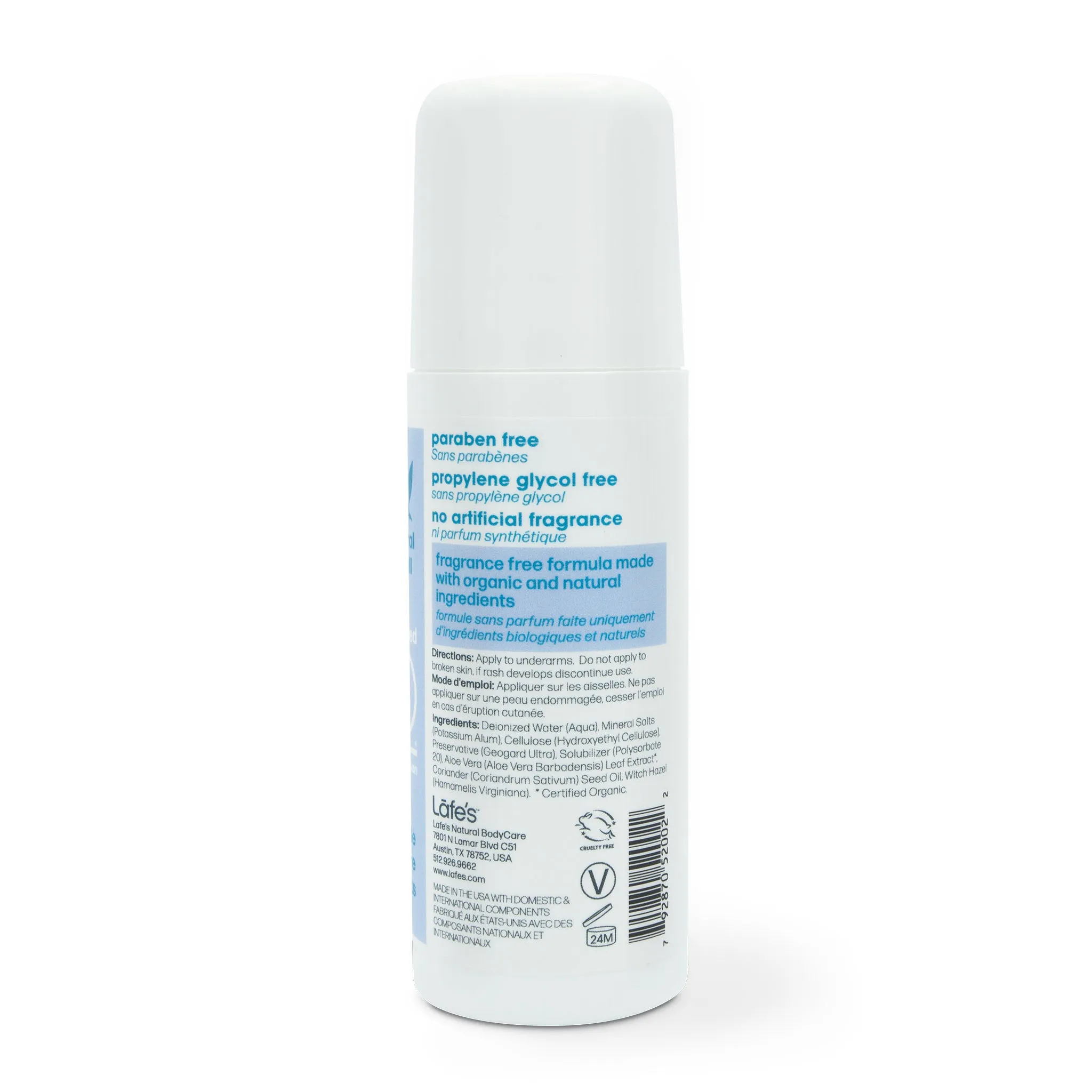 Lafe's Deodorant Roll On - Unscented (Fragrance Free)