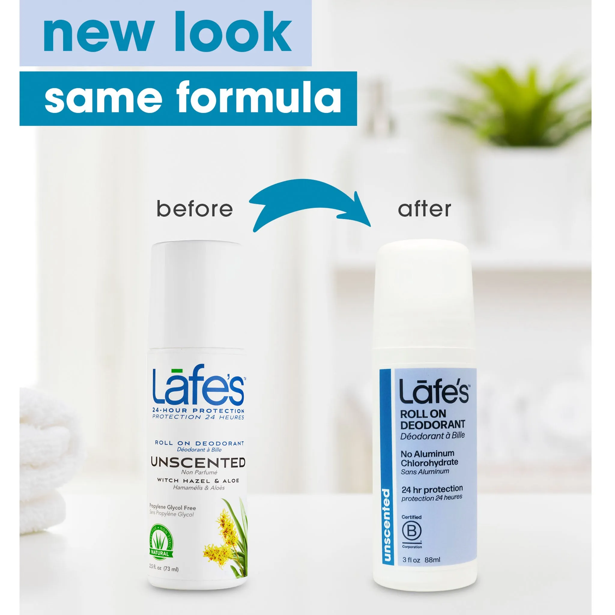Lafe's Deodorant Roll On - Unscented (Fragrance Free)
