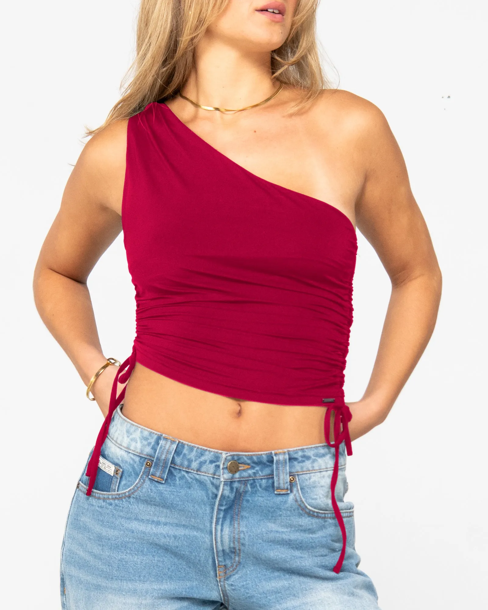 Lani One Shoulder Ruched Top