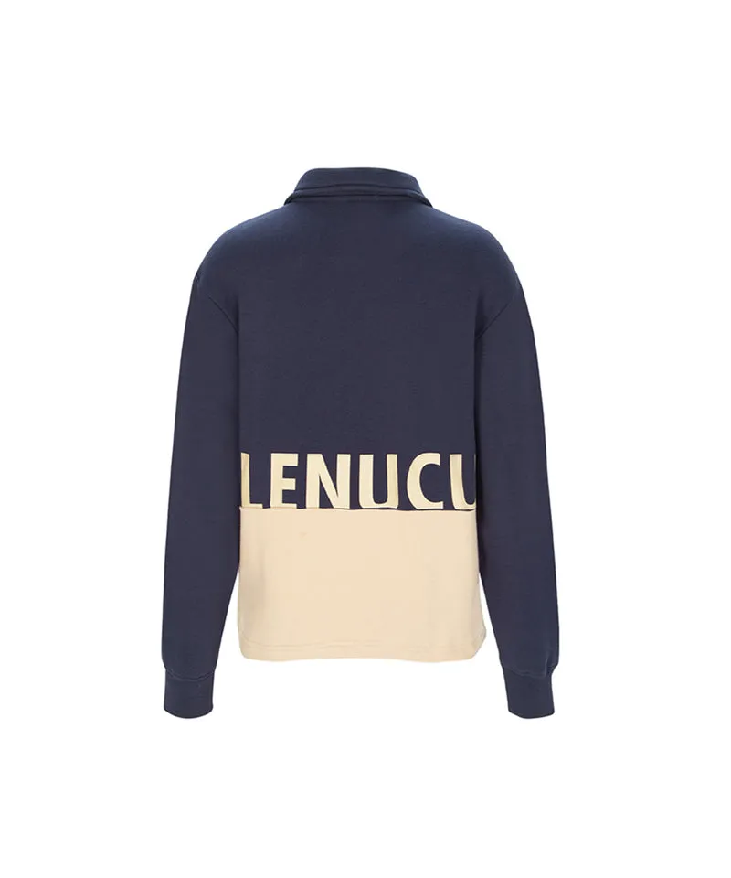 LENUCU Women's Big Logo Color Block Sweatshirt - Navy