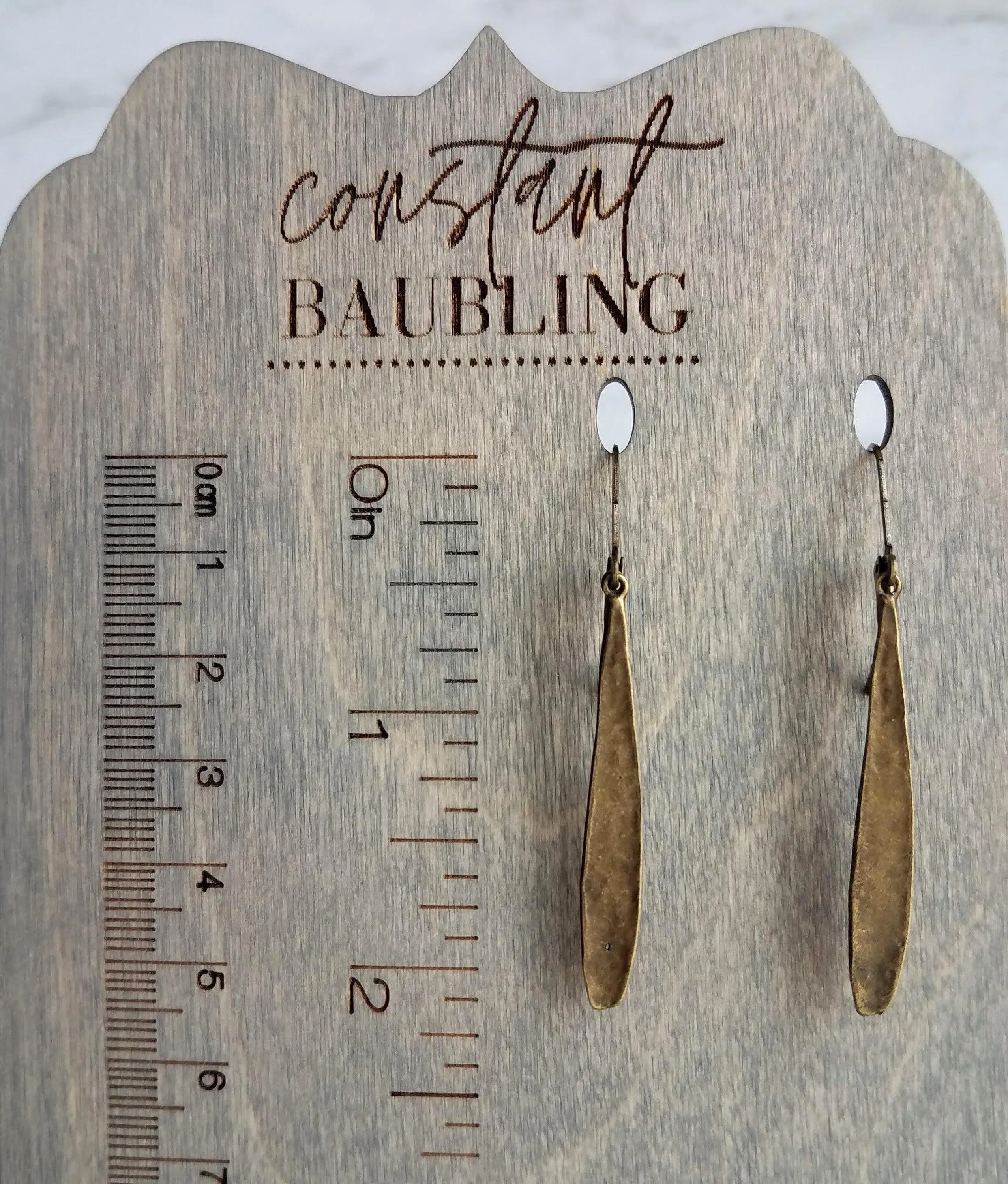 Long Thin Teardrop Earrings, bronze drop earring, long skinny earring, antique bronze earring, rustic earring, narrow drop earring leverback