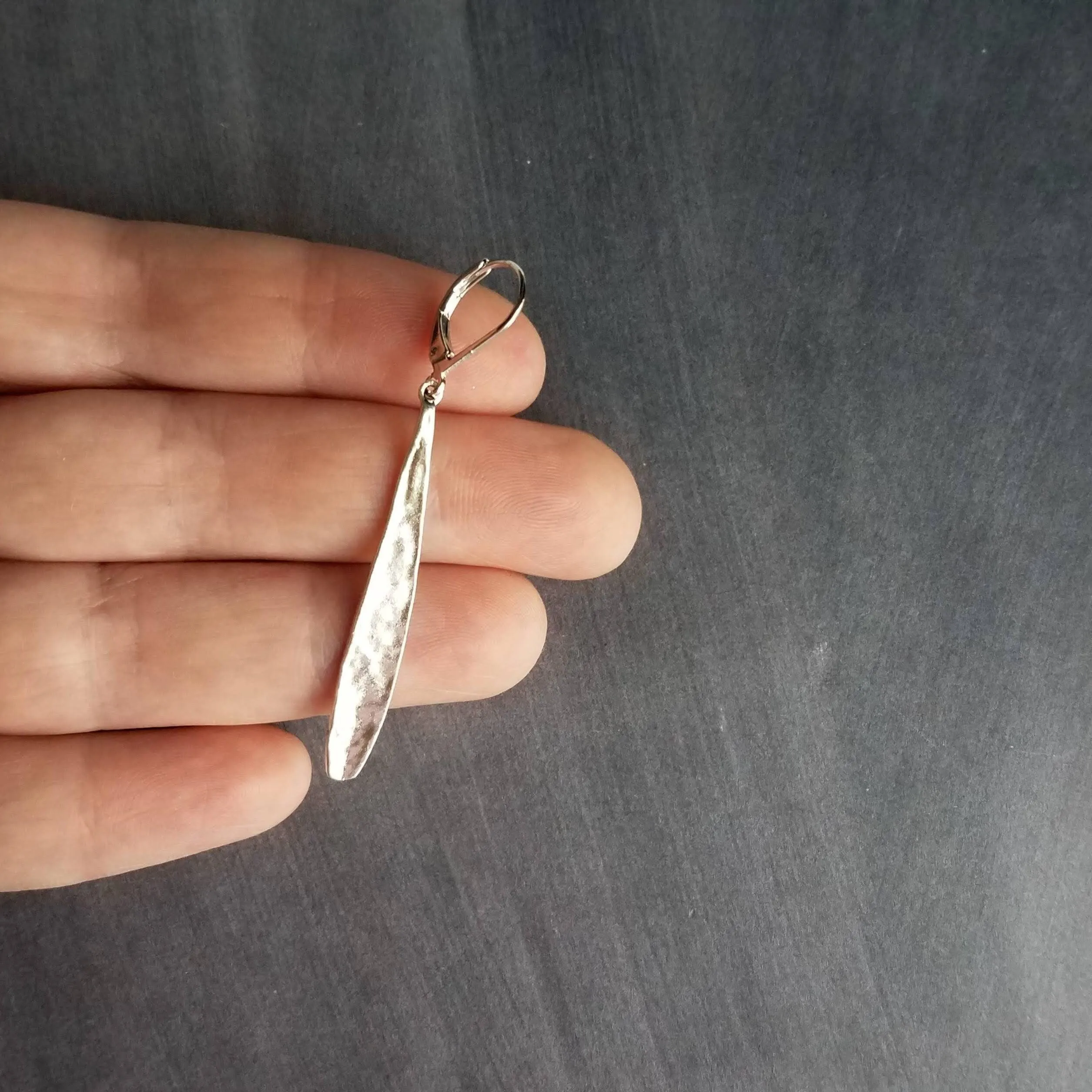Long Thin Teardrop Earrings, skinny narrow drop dangles, long silver drops, leverback earring, tear drop earring, silver teardrop earring