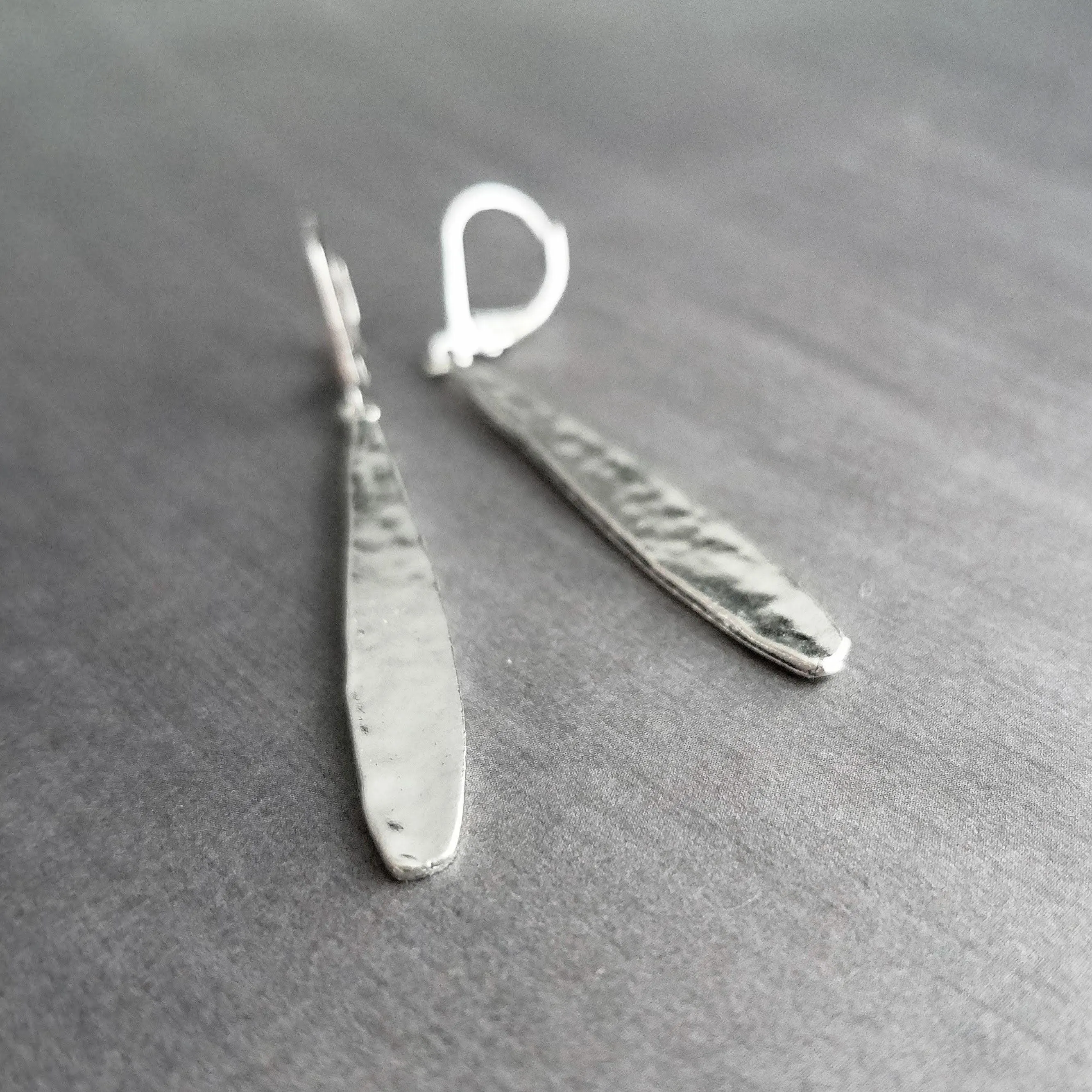 Long Thin Teardrop Earrings, skinny narrow drop dangles, long silver drops, leverback earring, tear drop earring, silver teardrop earring