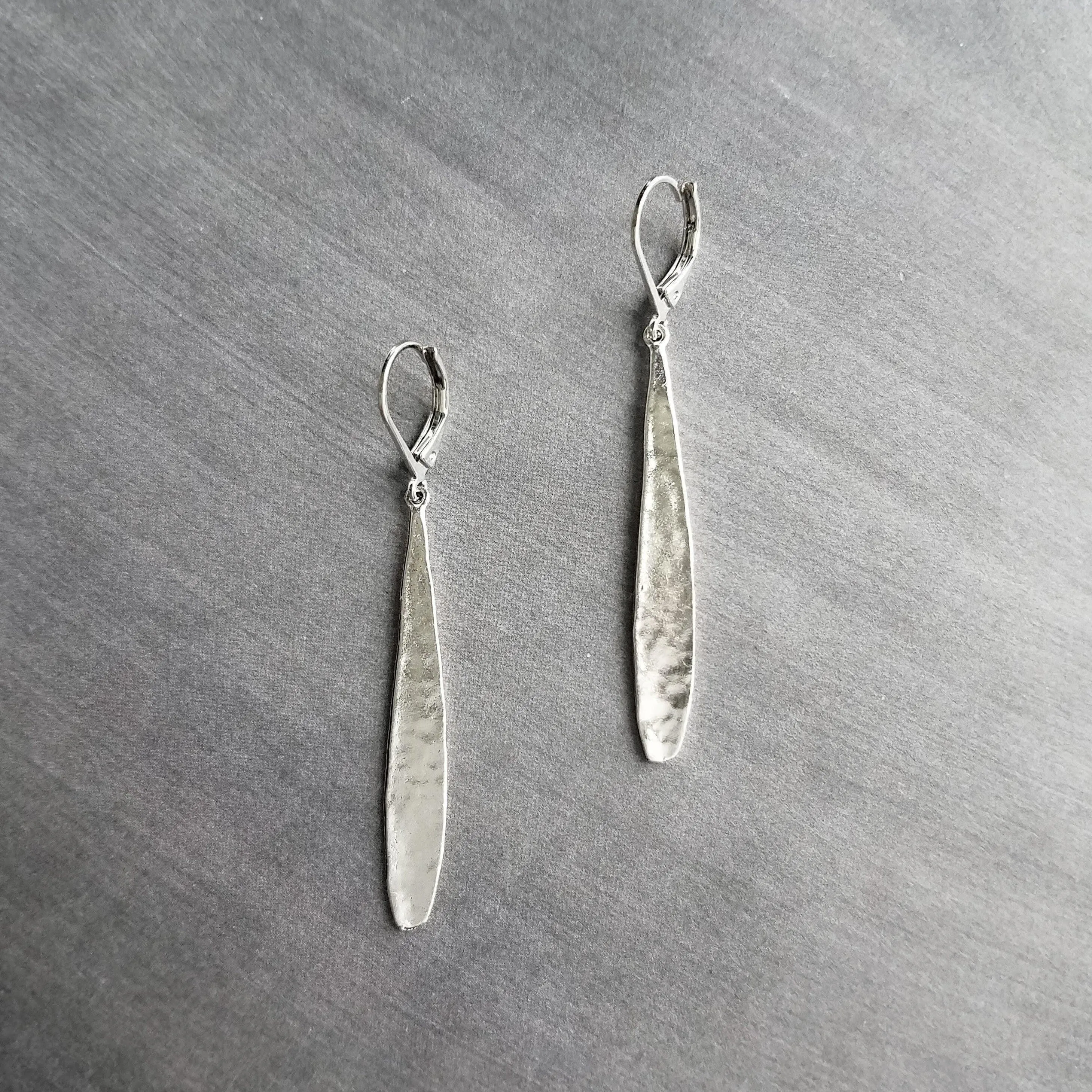 Long Thin Teardrop Earrings, skinny narrow drop dangles, long silver drops, leverback earring, tear drop earring, silver teardrop earring