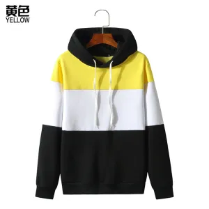 Men Color Block Sports Hooded Sweater Coat