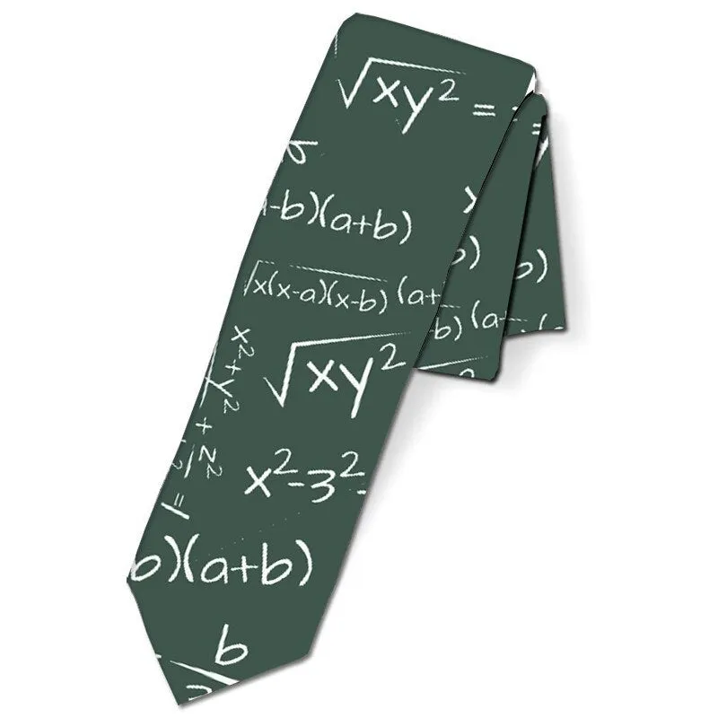 Men&#39;s Fashion digital equation 3D Printed Ties 8cm Black Creative Novelty Necktie Tie For Men Unique Party Wedding Accessories