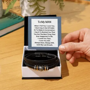 Men's Braided Leather Bracelet Gift For Him BLB_ M18