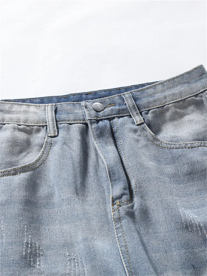 Men's Classic Light Blue Slim Fit Mid Waist Youth All Match Jeans