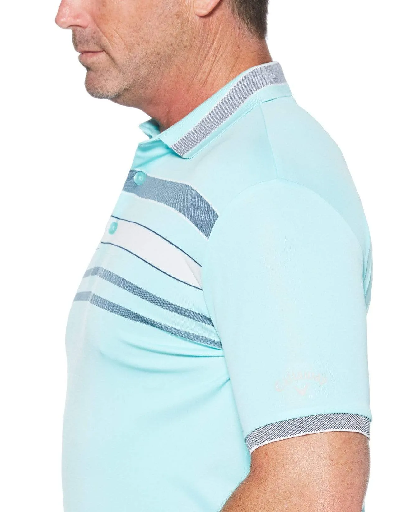 Mens Engineered Chest Stripe Polo