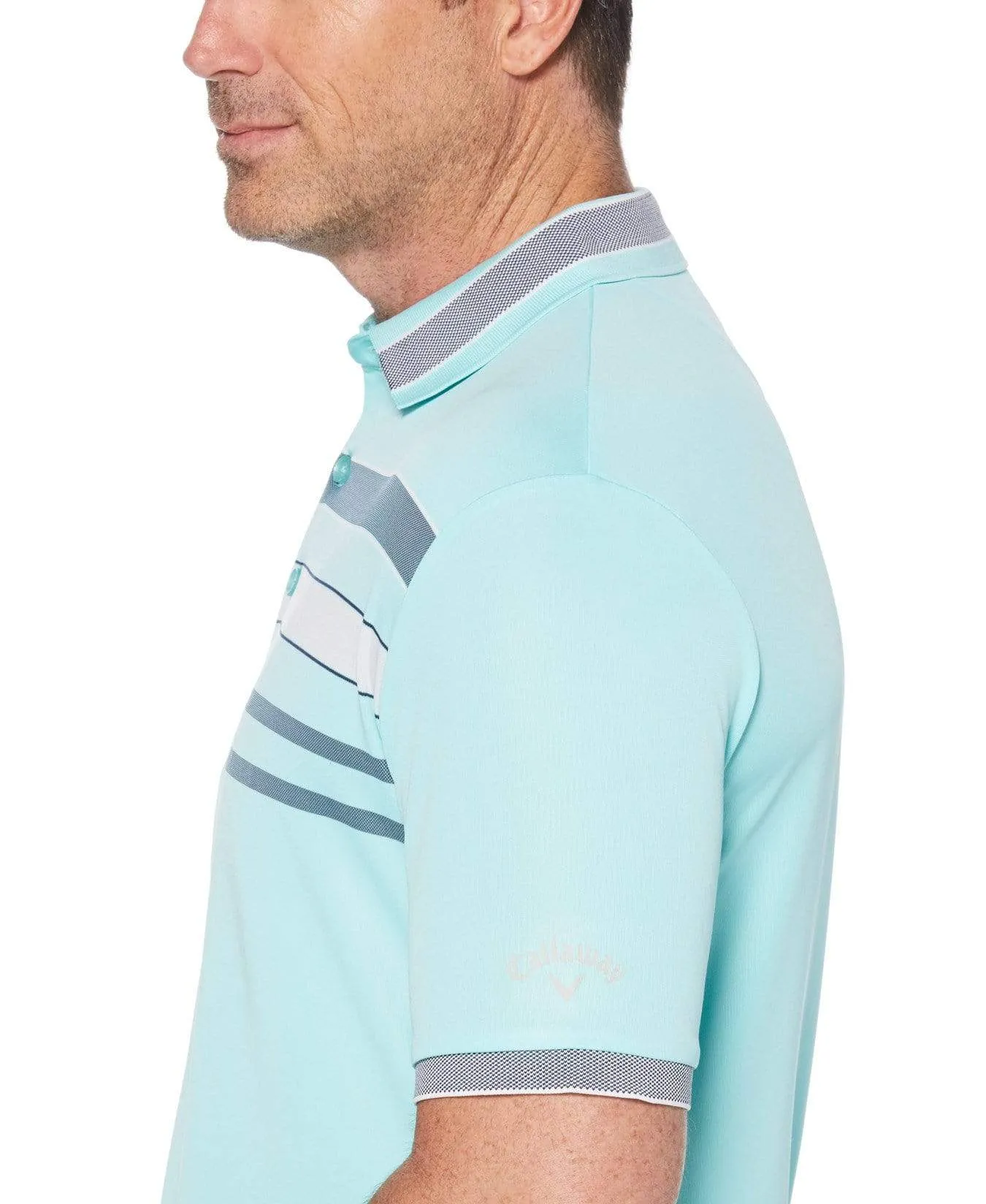 Mens Engineered Chest Stripe Polo