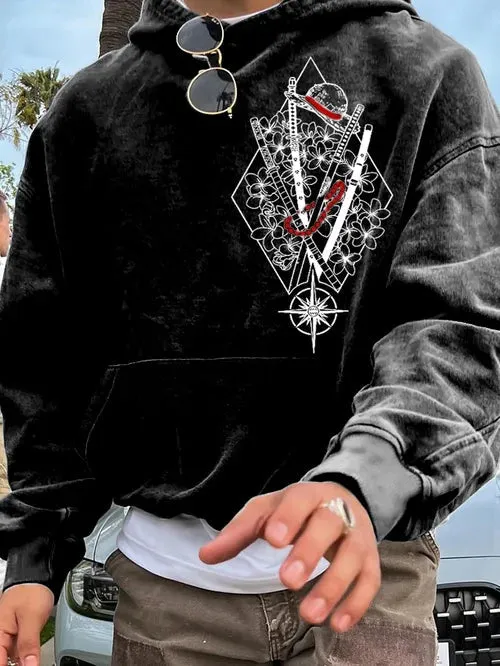 Men's Fashion Comic Santoryu Printed Hoodie