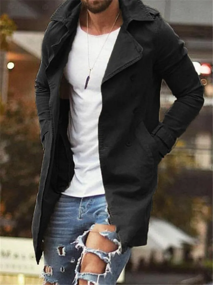 Men’s Fashion Solid Color Trench Coat