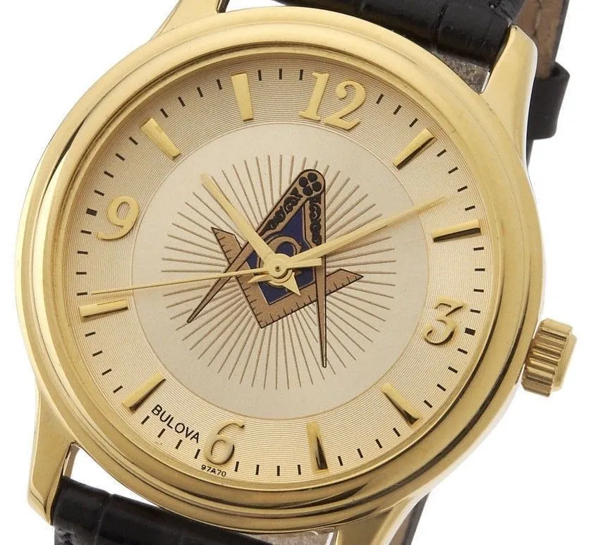 Men's Gold Finished Bulova Masonic Blue Lodge Watch