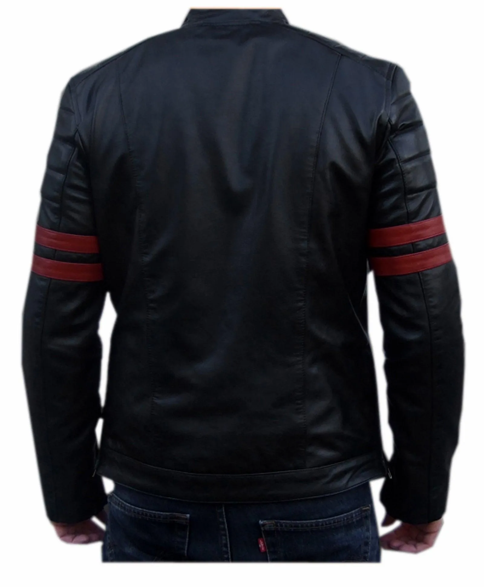 Men's Motorcycle Leather Jacket Black MJ002