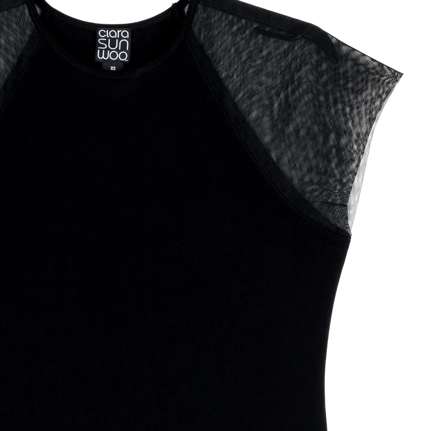 Mesh Cap Sleeve Top - Black