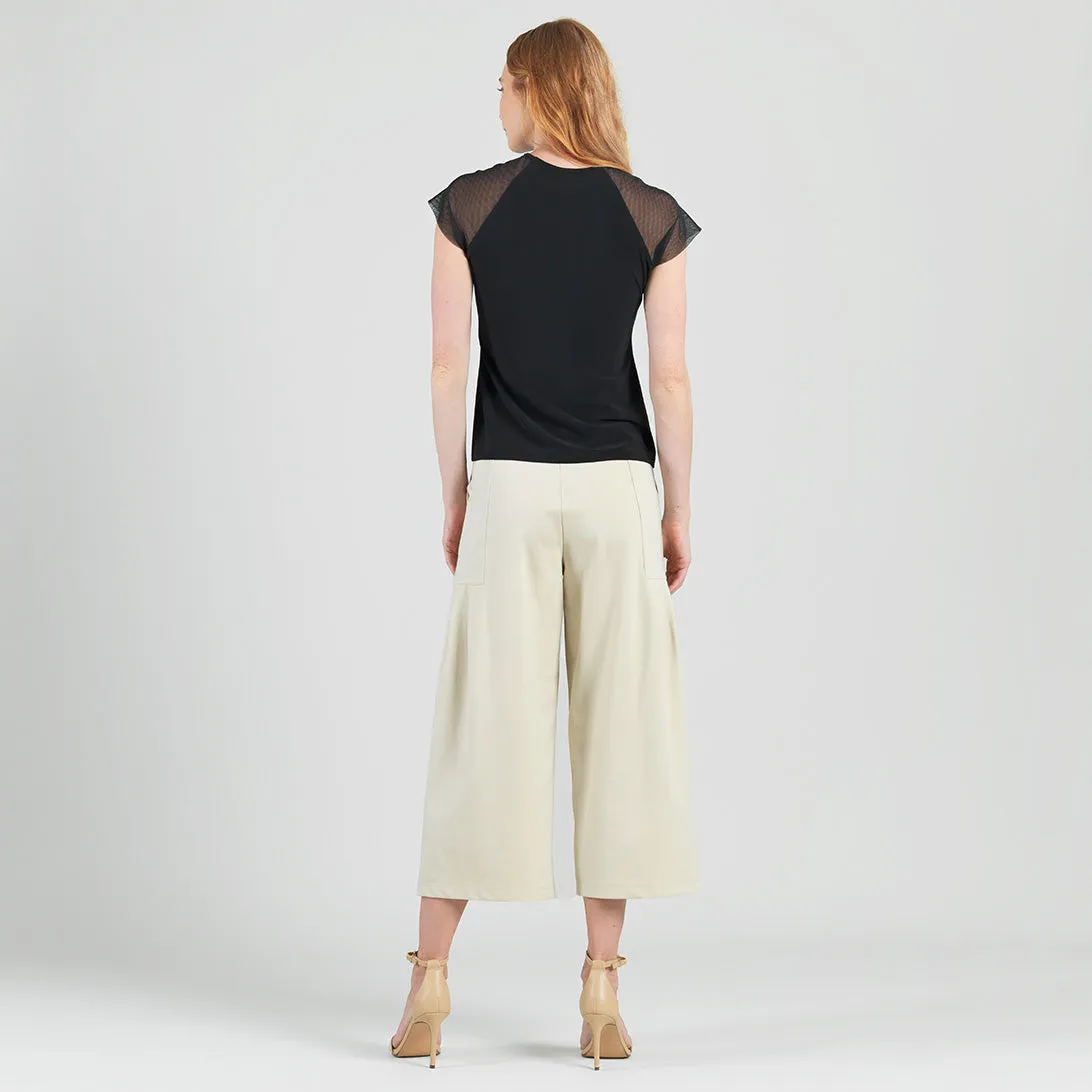 Mesh Cap Sleeve Top - Black