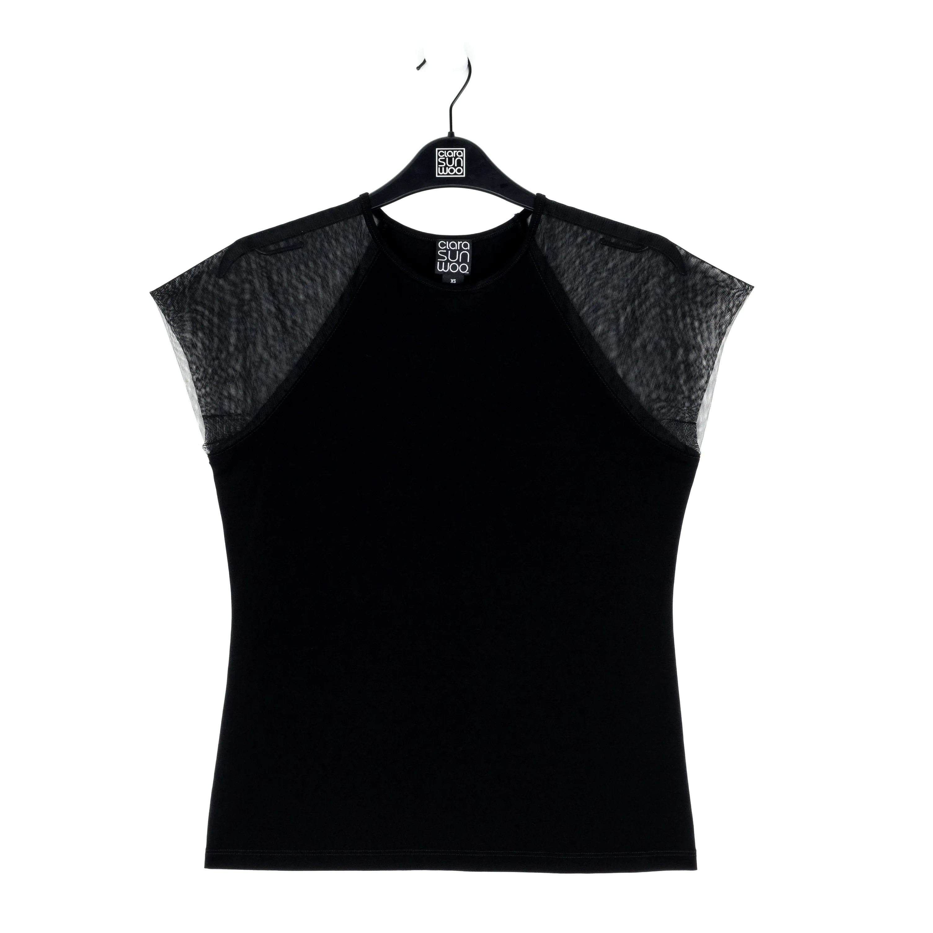 Mesh Cap Sleeve Top - Black