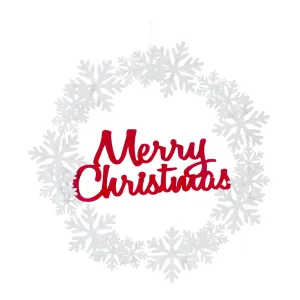 Metal Cut Out Merry Christmas Wreath 19.25"D