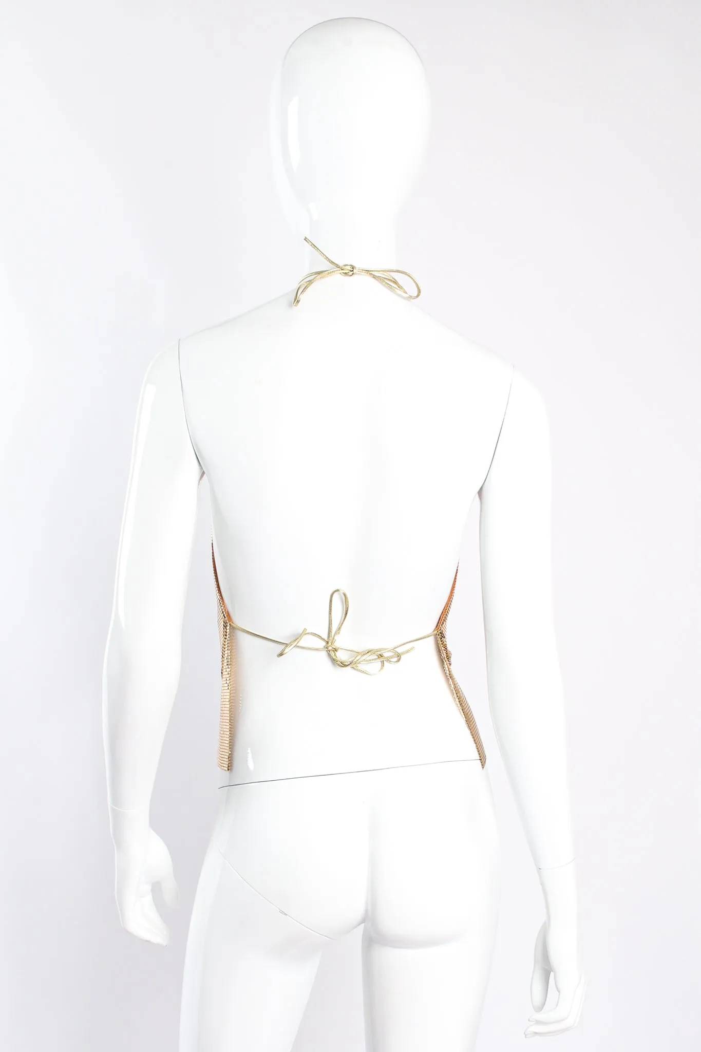 Metal Mesh Center Ruched Halter