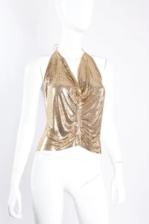 Metal Mesh Center Ruched Halter