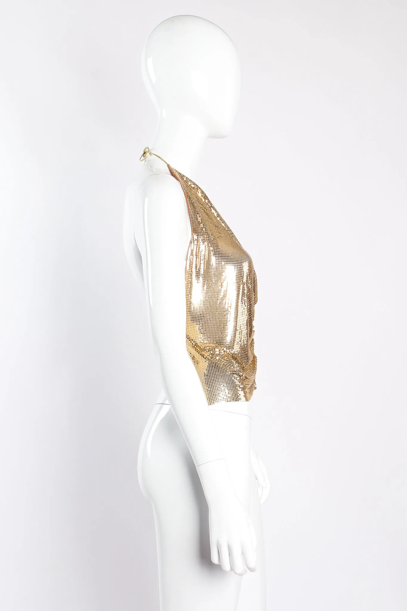 Metal Mesh Center Ruched Halter